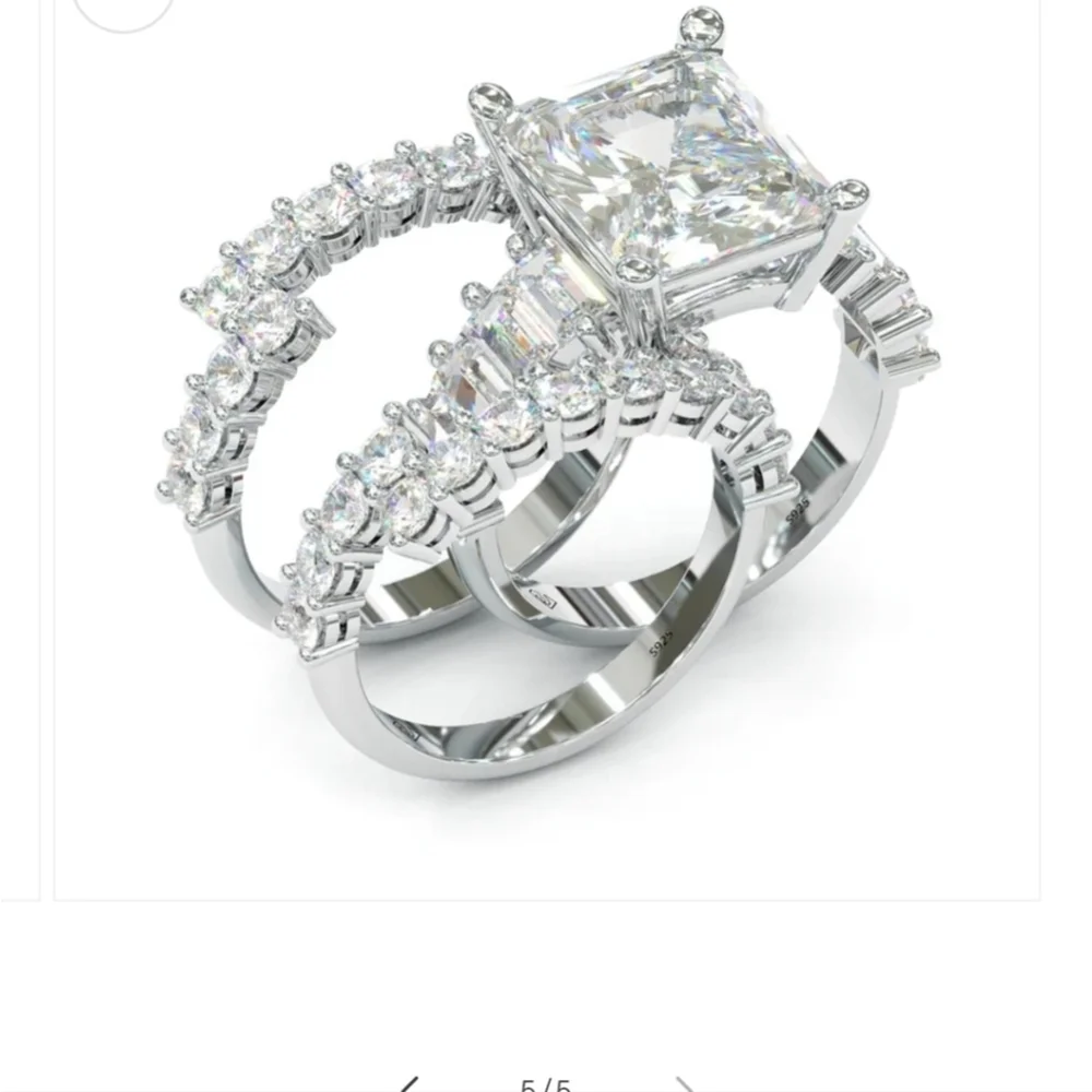New Jorrio 925 Silver and CZ Wedding Set Size 7.5